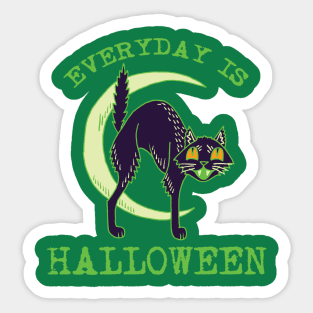 Everyday Is Halloween - Kitschy Cute Vintage Green Halloween Cat Sticker